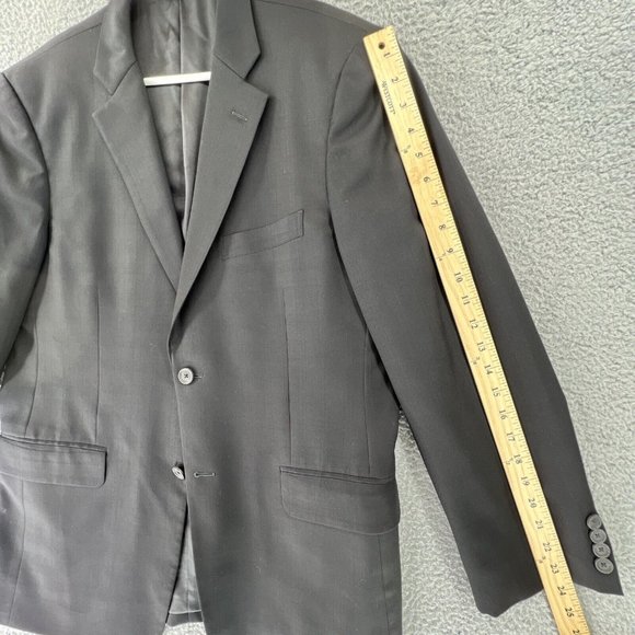 John W Nordstrom Loro Piana‎ 100% Wool Sport Coat 41 R Black Two Button Plaid - Picture 12 of 15